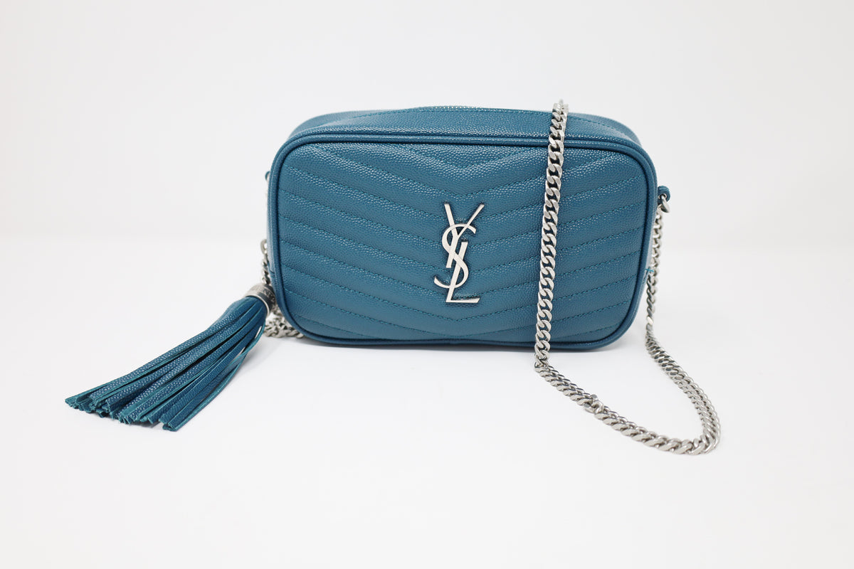 Saint Laurent Mini Lou Denim Camera Bag in Blue