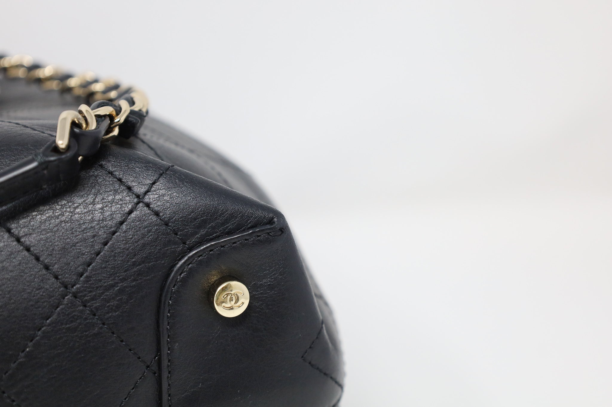 Chanel, Inc. Chanel Mini shopping bag, Shiny aged calfskin & gold-tone metal,  black — Fashion