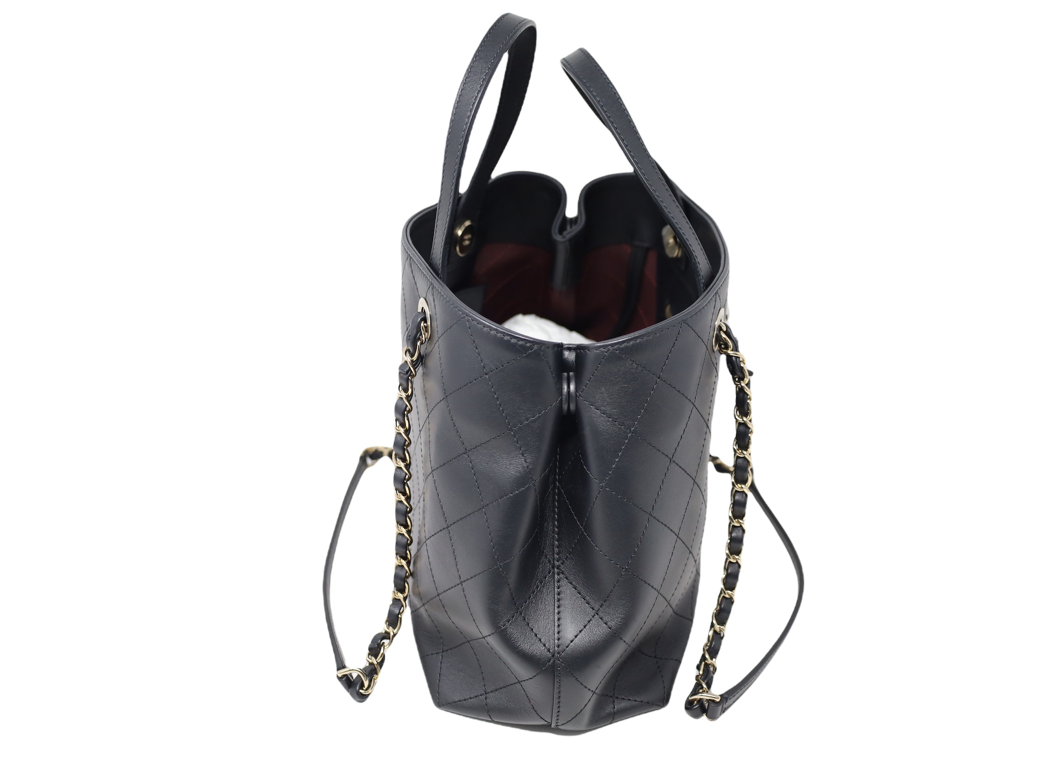 Chanel Small Shopping Bag Calfskin & Gold Tone Metal Black – NU2U